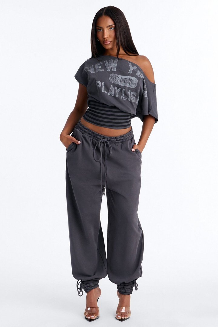 New York Soundtrack Striped Fitted Tee - Black