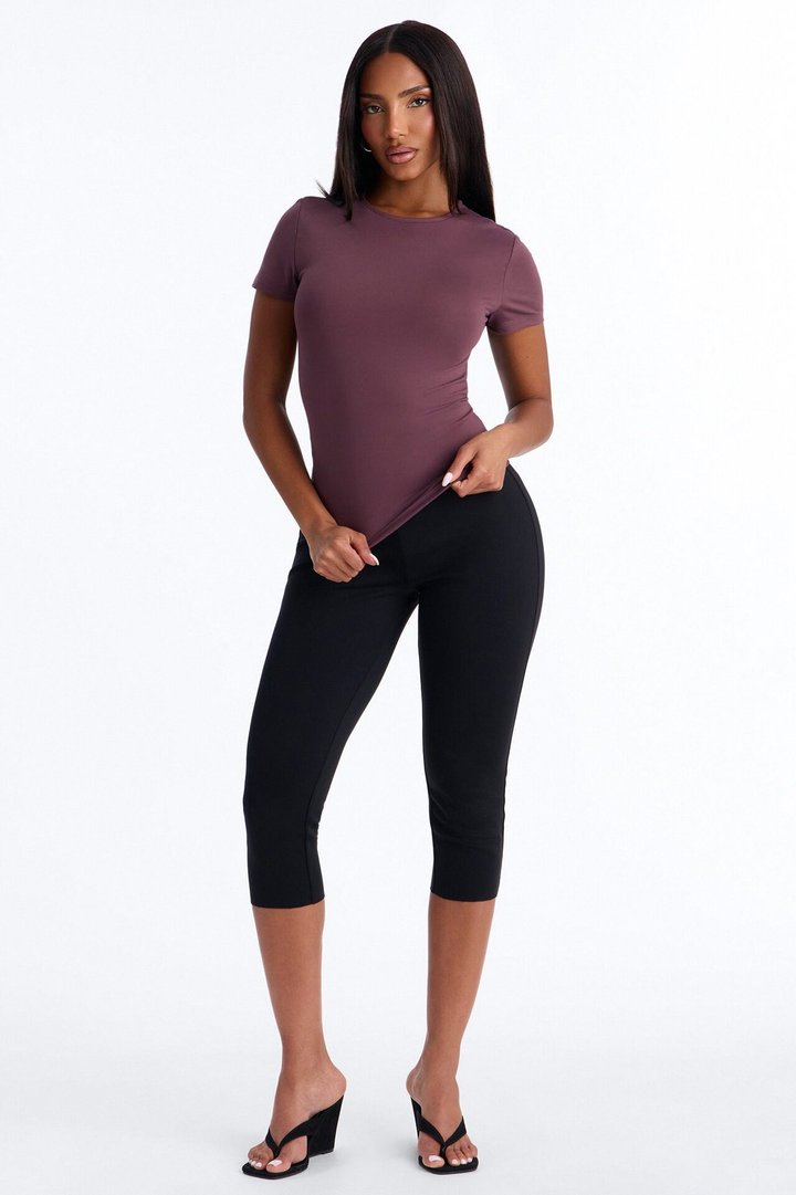 Myla Tricot Lounge Short Sleeve Top - Plum