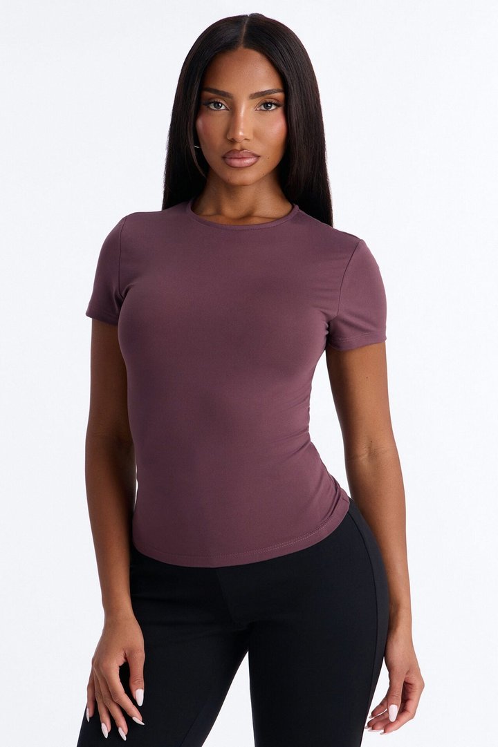 Myla Tricot Lounge Short Sleeve Top - Plum