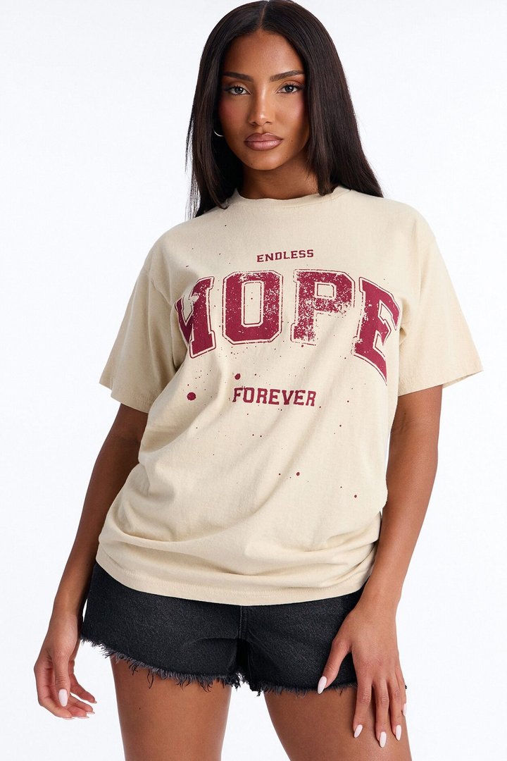 Endless Hope Vintage Oversized Tee - Sand
