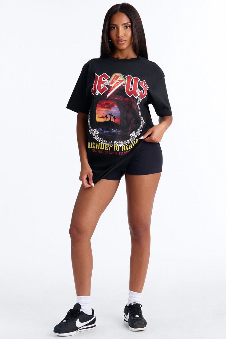 Highway To Heaven Oversized Tee - Black