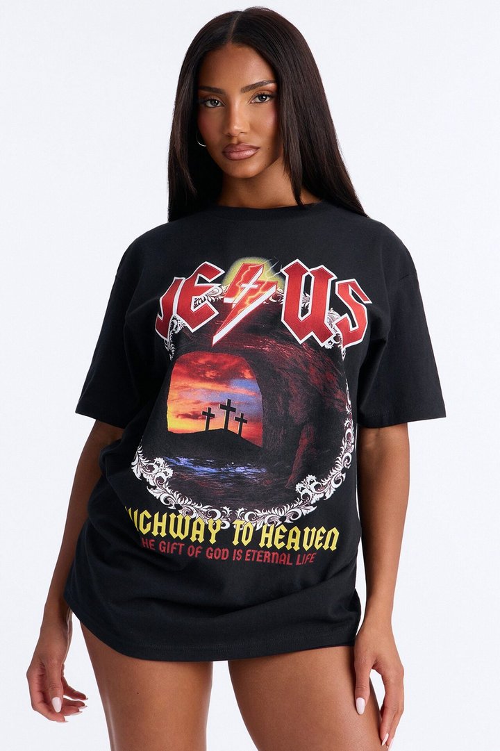 Highway To Heaven Oversized Tee - Black