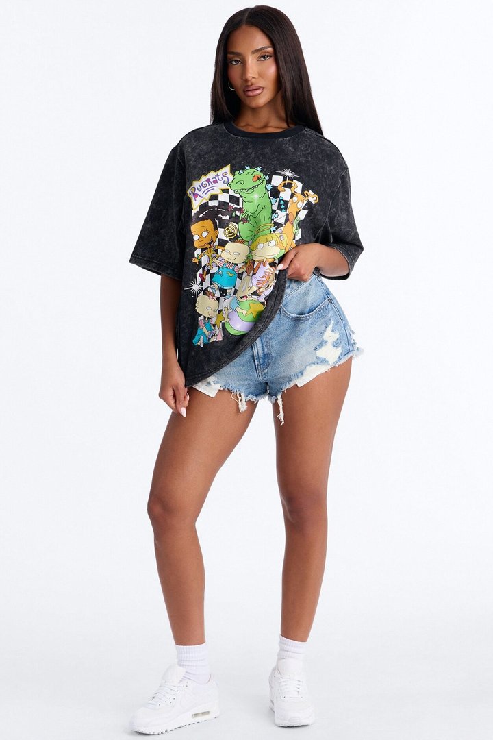 Rugrats Washed Boxy Tee - Black Wash