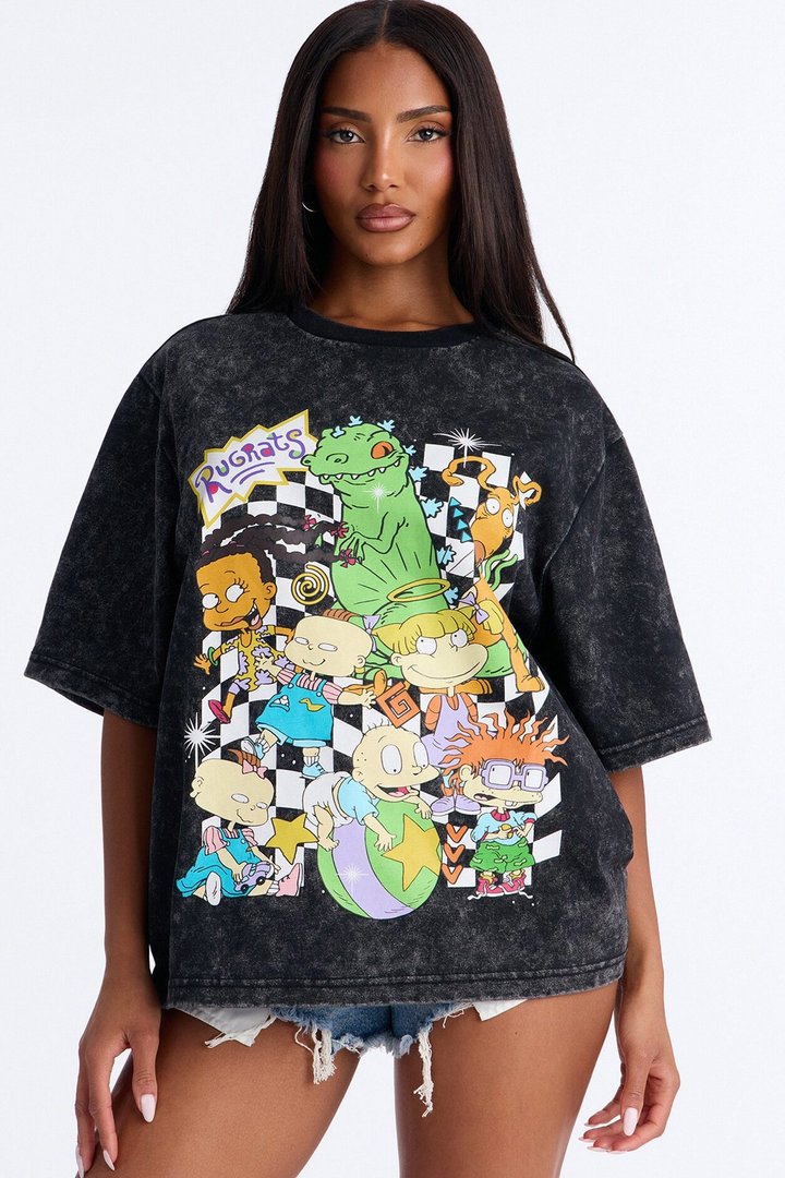 Rugrats Washed Boxy Tee - Black Wash