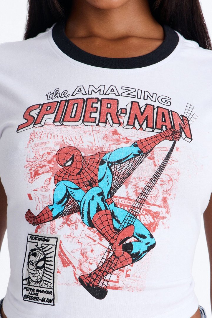 Spiderman Ringer Tee - White