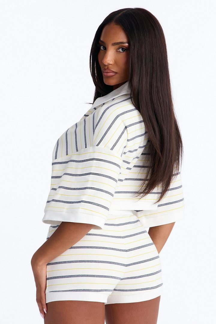 Stevie Cropped Polo Short Set - White/combo