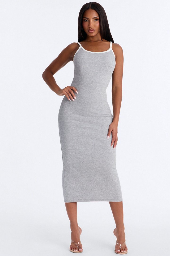 Lowkey Built In Bra Cami Midi Dress - Grey