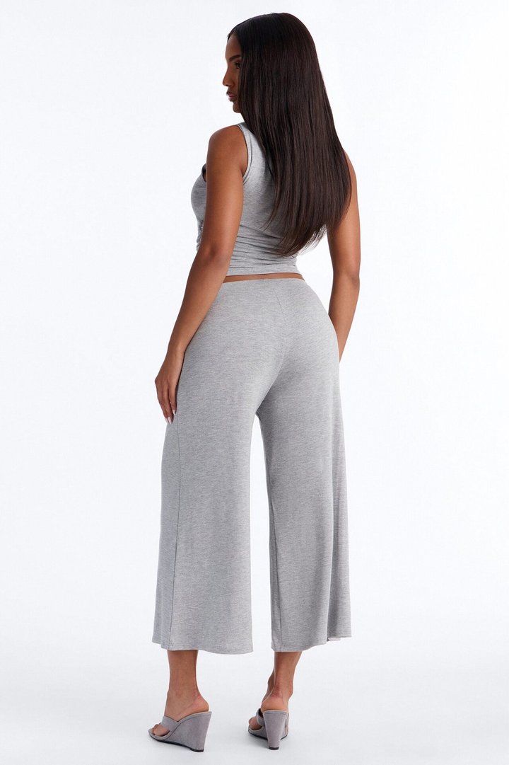 Cool Girl Gaucho Pant Set - Heather Grey