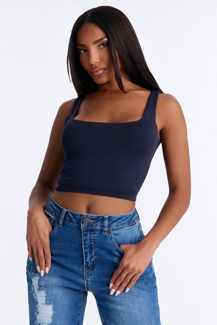 Zinnia Double Lined Tank Top - Navy