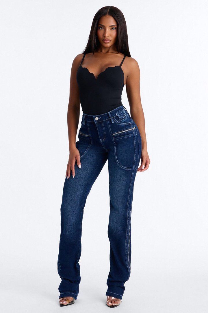 Sydney Padded Scallop Neck Seamless Bodysuit - Black