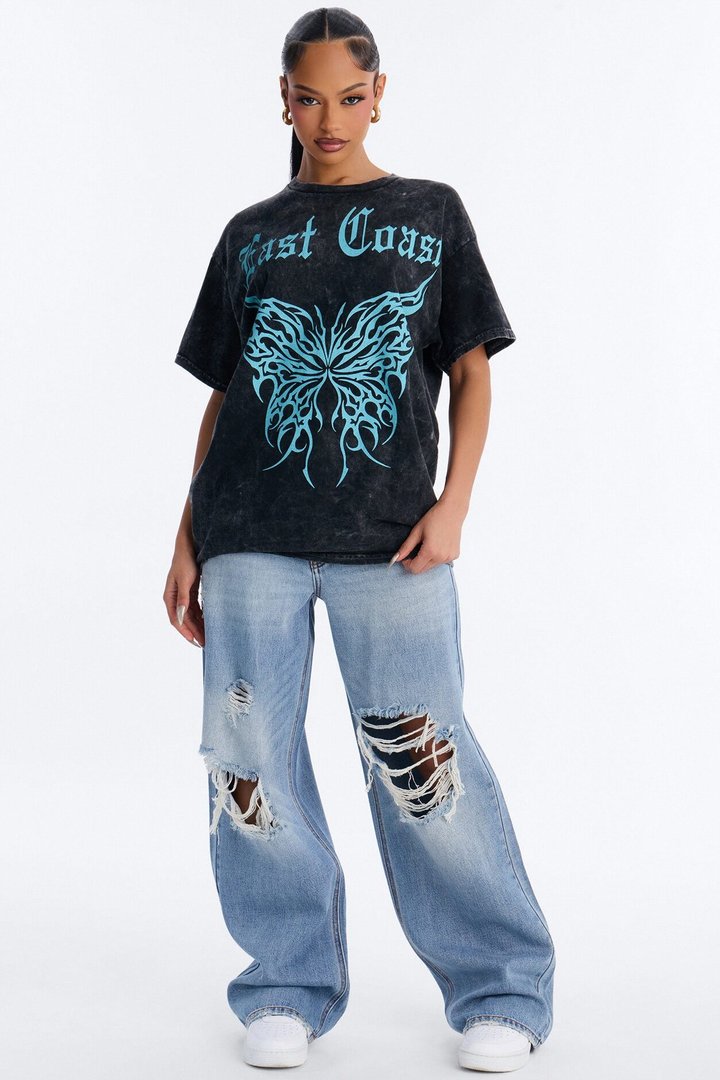 East Coast Authentic Washed Oversized Tee - Black