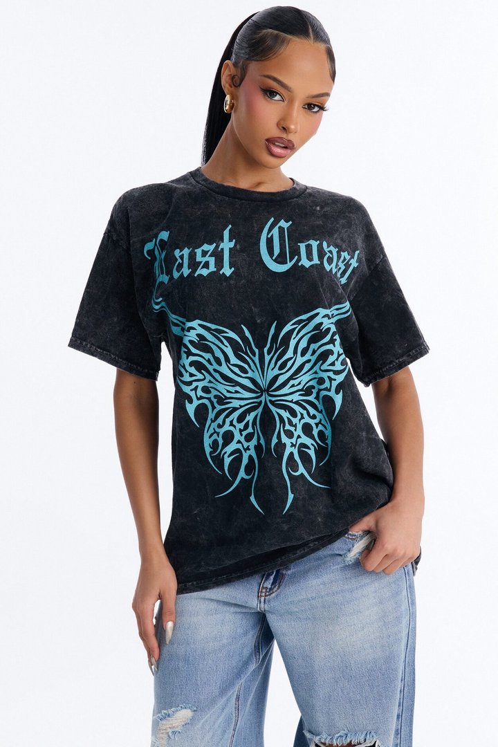 East Coast Authentic Washed Oversized Tee - Black