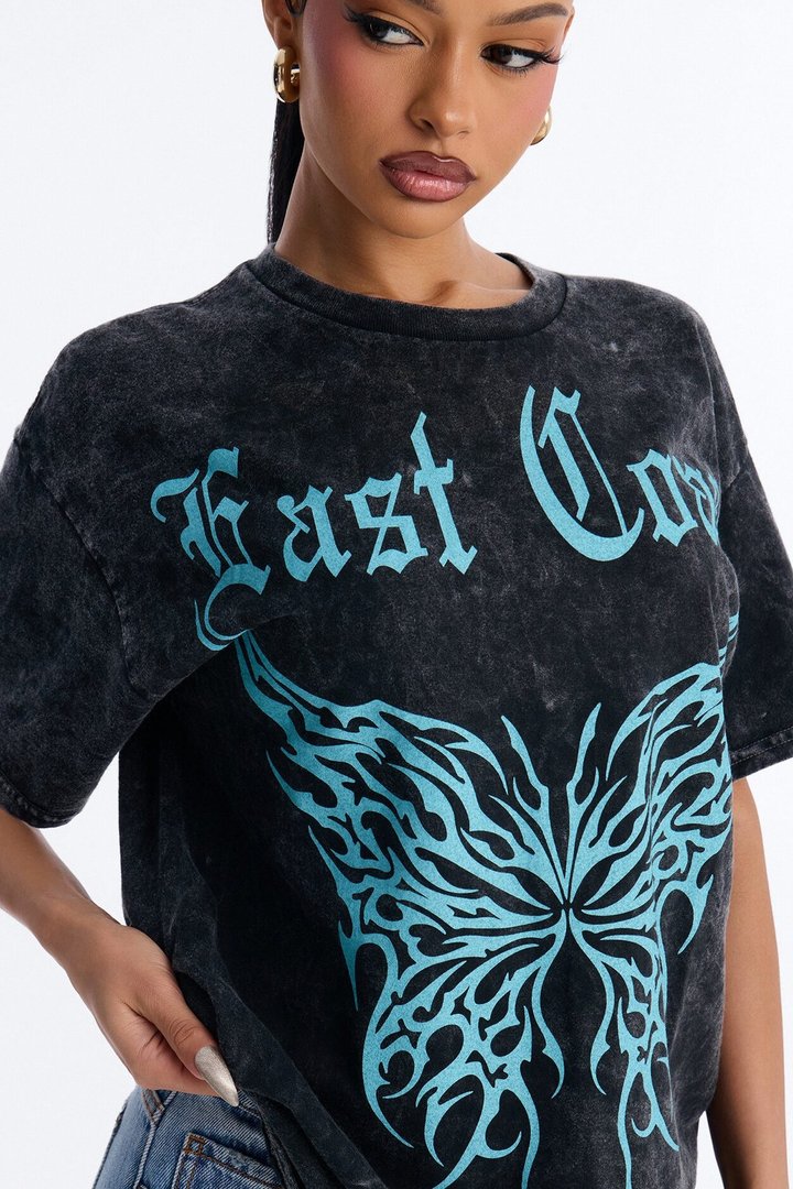 East Coast Authentic Washed Oversized Tee - Black