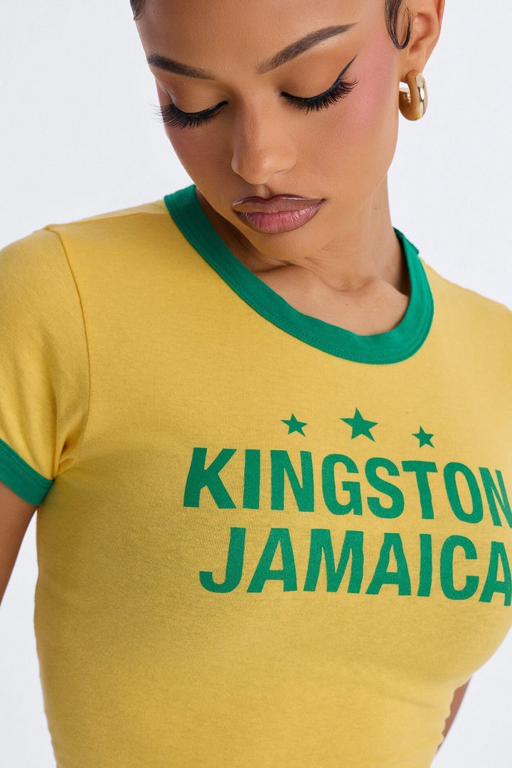 Kingston Jamaica Baby Tee - Yellow/combo