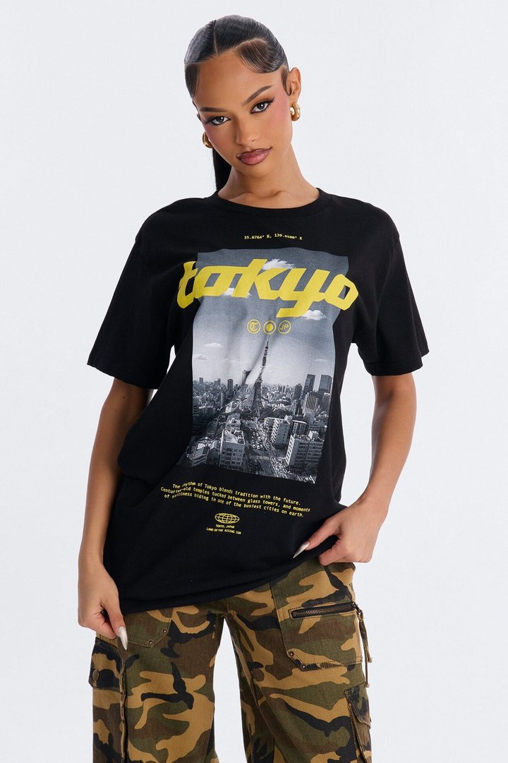 Tokyo Bound Oversized Tee - Black