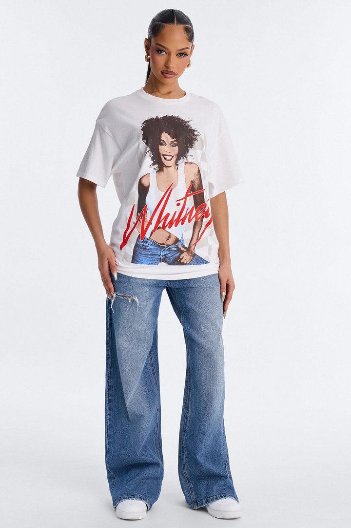 Whitney Houston Icon Status Oversized Tee - White