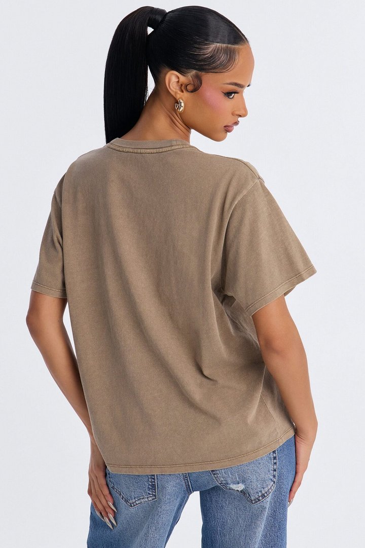 Billie Oversized Washed Crew Neck T-Shirt - Mocha