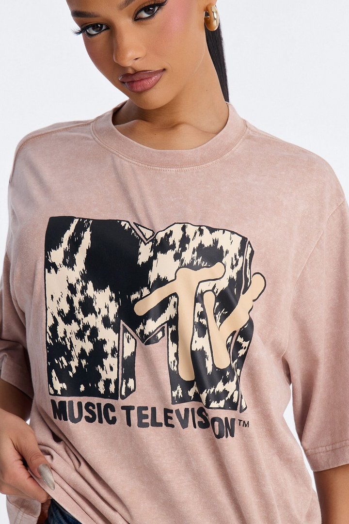 MTV Boxy Crop Tee - Brown
