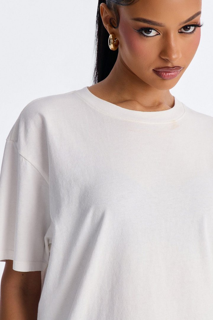 Billie Oversized Washed Crew Neck T-Shirt - Off White