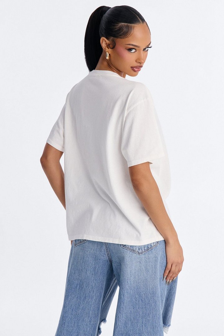 Billie Oversized Washed Crew Neck T-Shirt - Off White