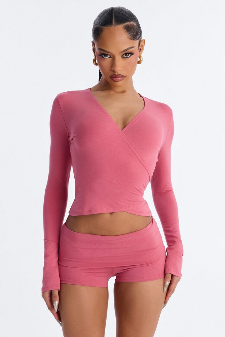 Ballet Core Girl Wrap Short Set - Mauve