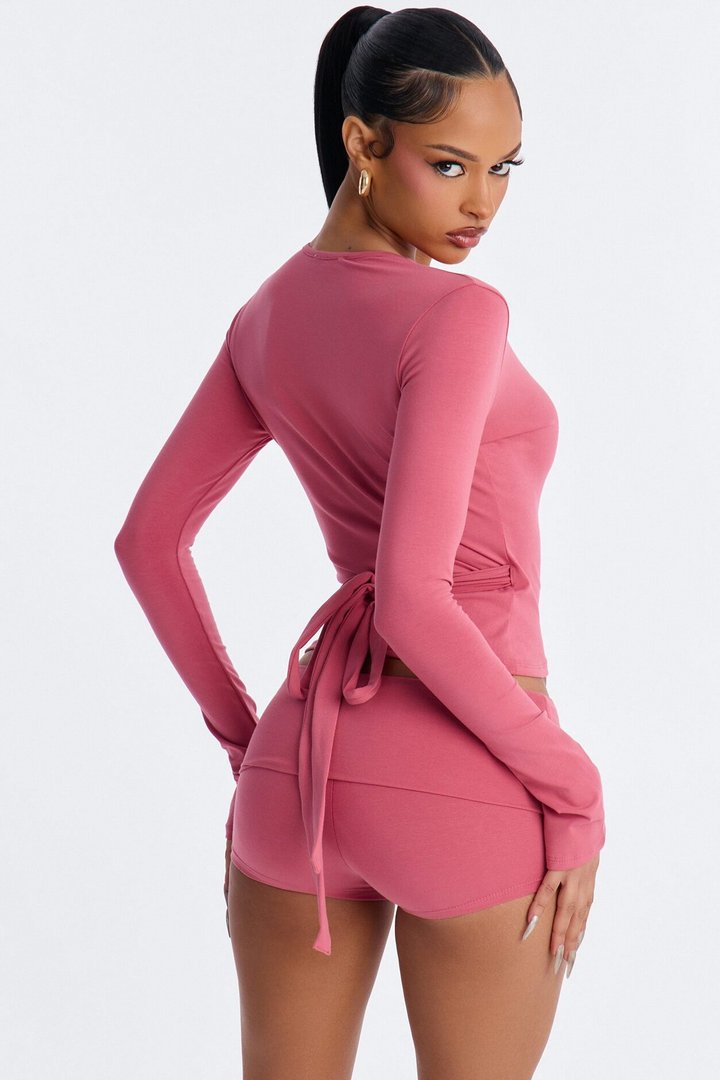 Ballet Core Girl Wrap Short Set - Mauve