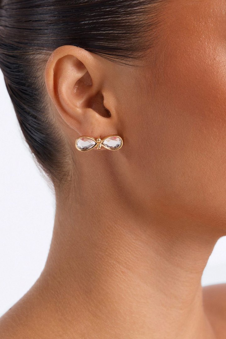 Infinity Rhinestone Earrings - Gold