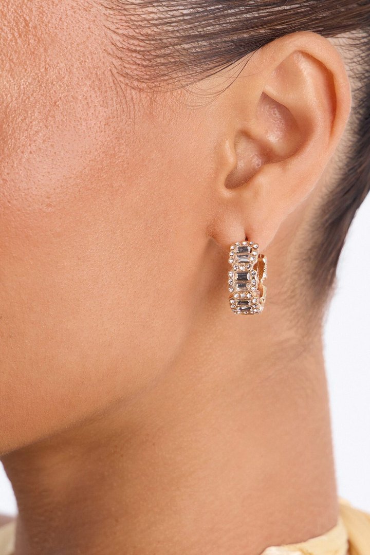 Weekend Vibes Rhinestone 3 Pair Multi Earring Set - Gold