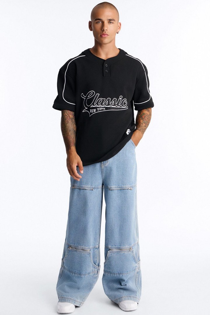 Zip-Off 2 Way Baggy Jean - Light Blue Wash