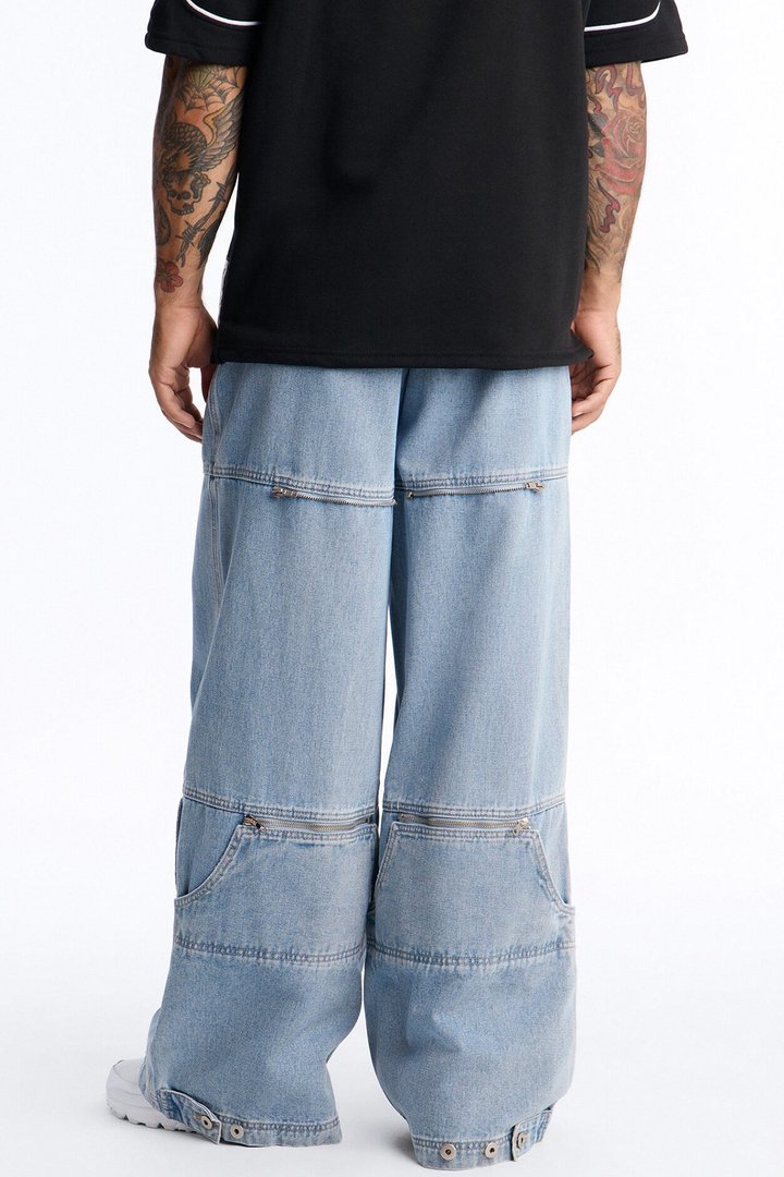 Zip-Off 2 Way Baggy Jean - Light Blue Wash