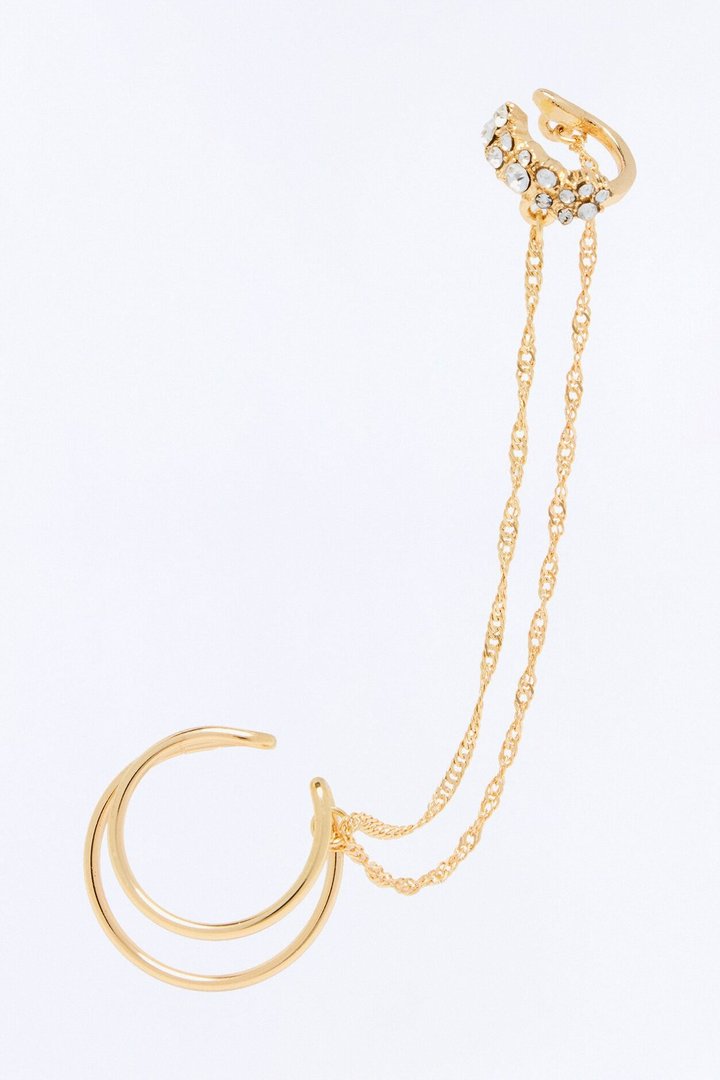 Out Loud Layered Chain Link Earcuff - Gold