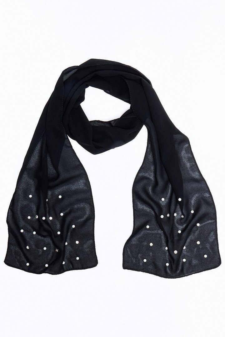 Night Sky Skinny Sheer Scarf - Black