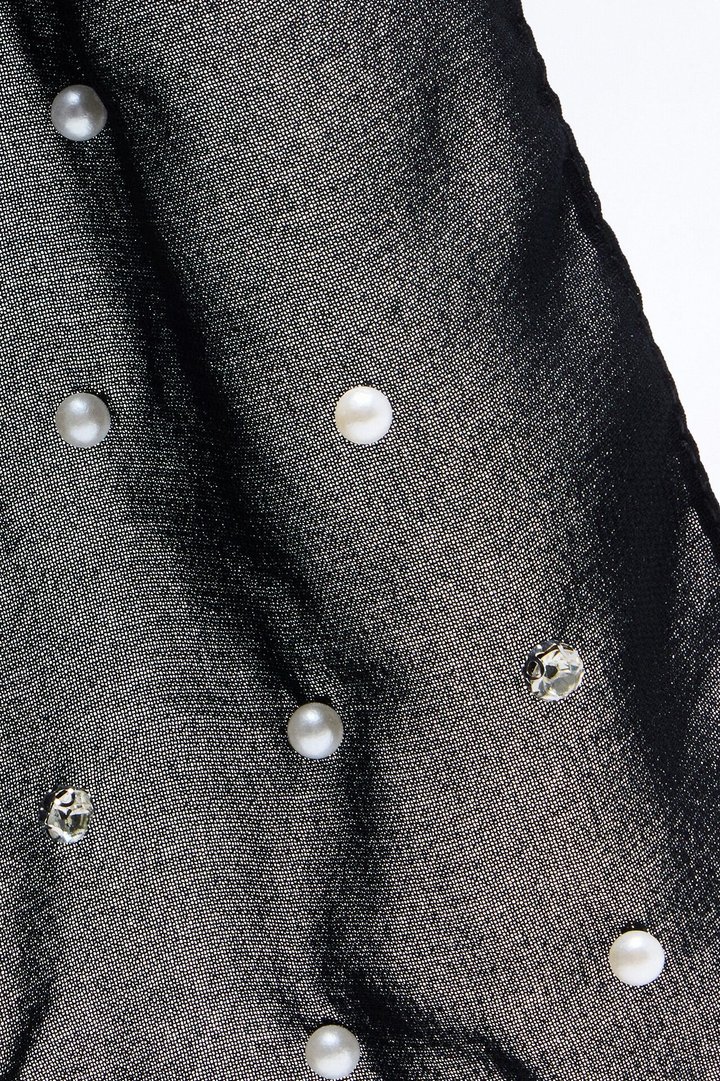 Night Sky Skinny Sheer Scarf - Black