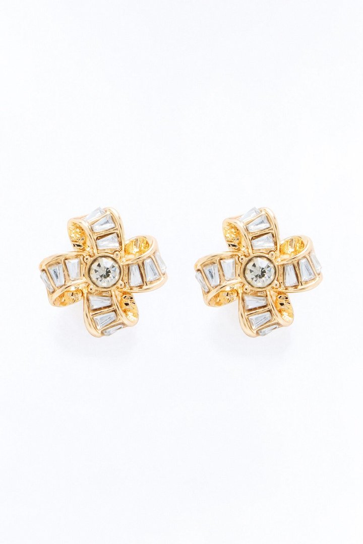 Enjoy The Moment Rhinestone Stud Earrings - Gold