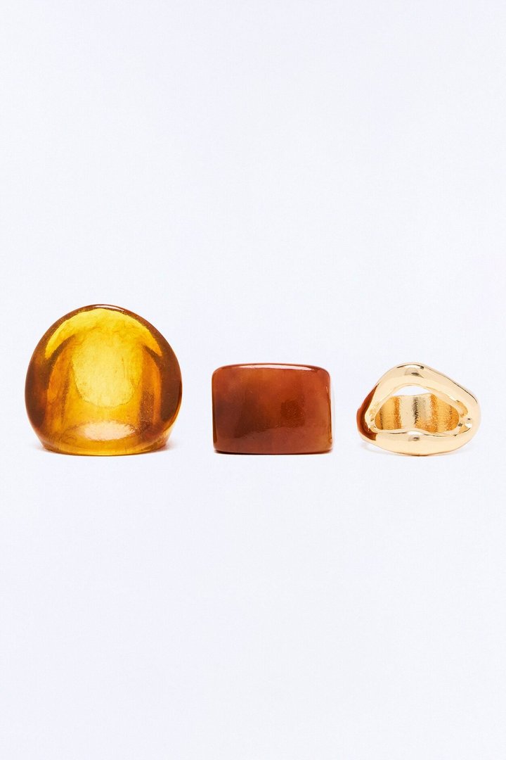 Topicayo 3 Piece Ring Set - Brown/combo