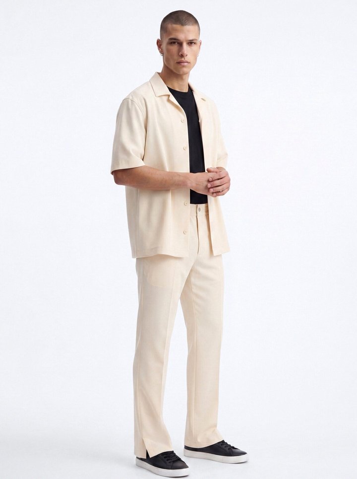 Modern Essential Slim Flare Slit Trouser - Beige
