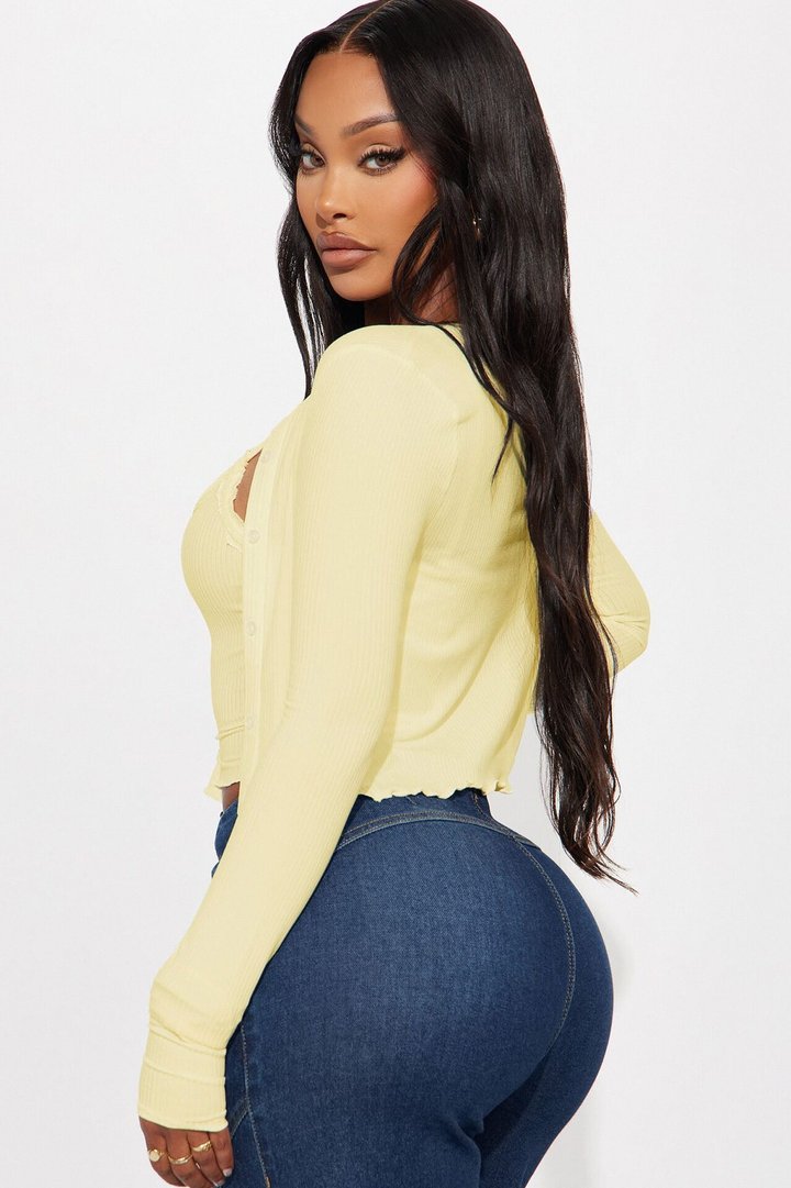 Gracie 2PC Cardigan And Tank Top - Butter Yellow
