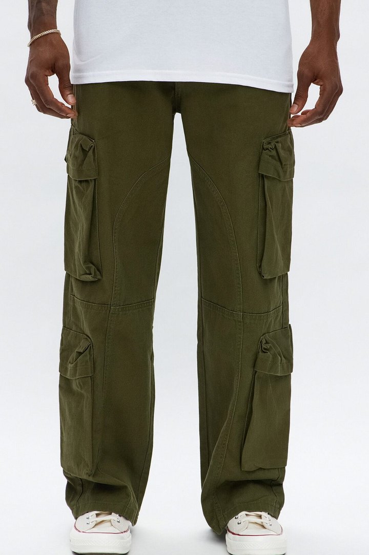 Baggy Don't Play Me Cargo Pants - Olive