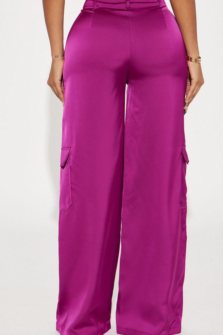 Pretty Girl Satin Cargo Pant - Magenta