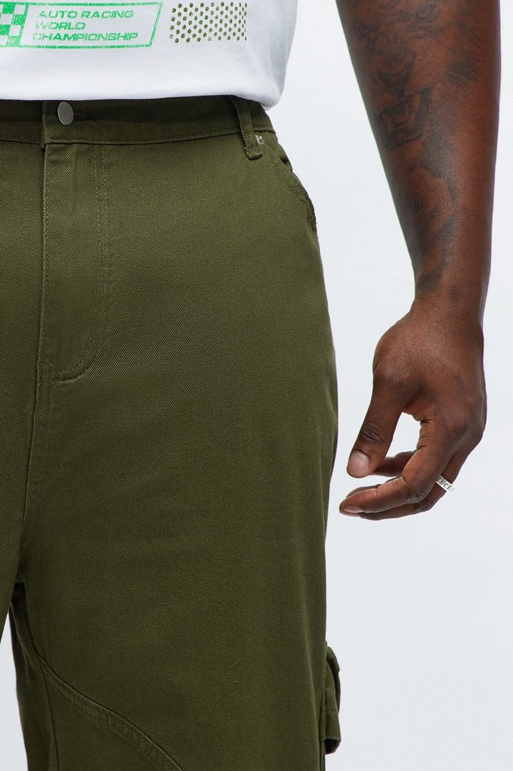 Baggy Don't Play Me Cargo Pants - Olive