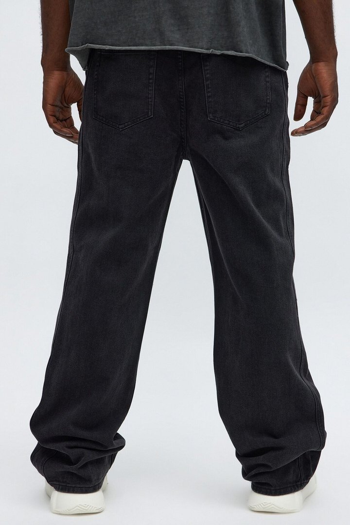 Straight Going Down Studded Jeans - Black Wash