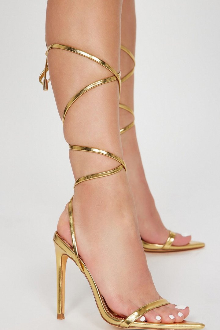 Certified Hot Wrap Up Heels - Gold