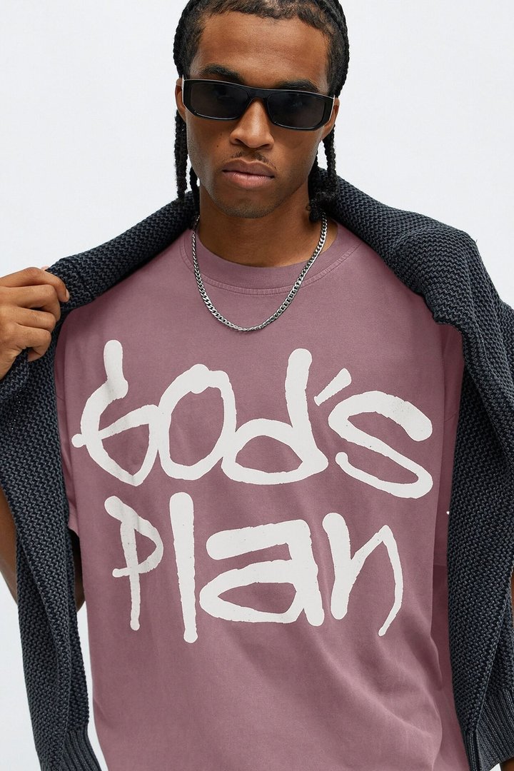 God's Plan Oversized Short Sleeve Tee - Mauve