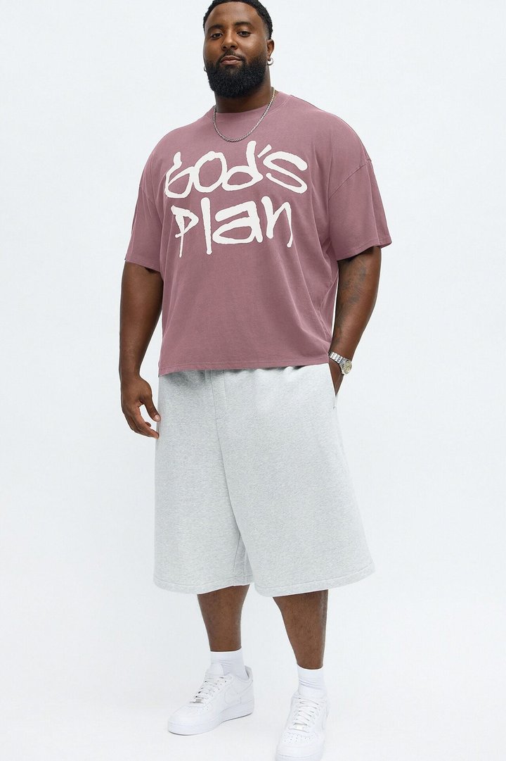 God's Plan Oversized Short Sleeve Tee - Mauve
