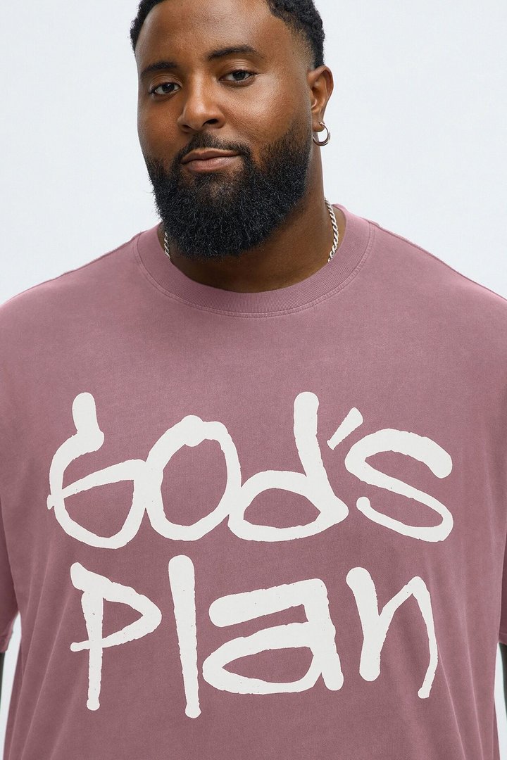 God's Plan Oversized Short Sleeve Tee - Mauve