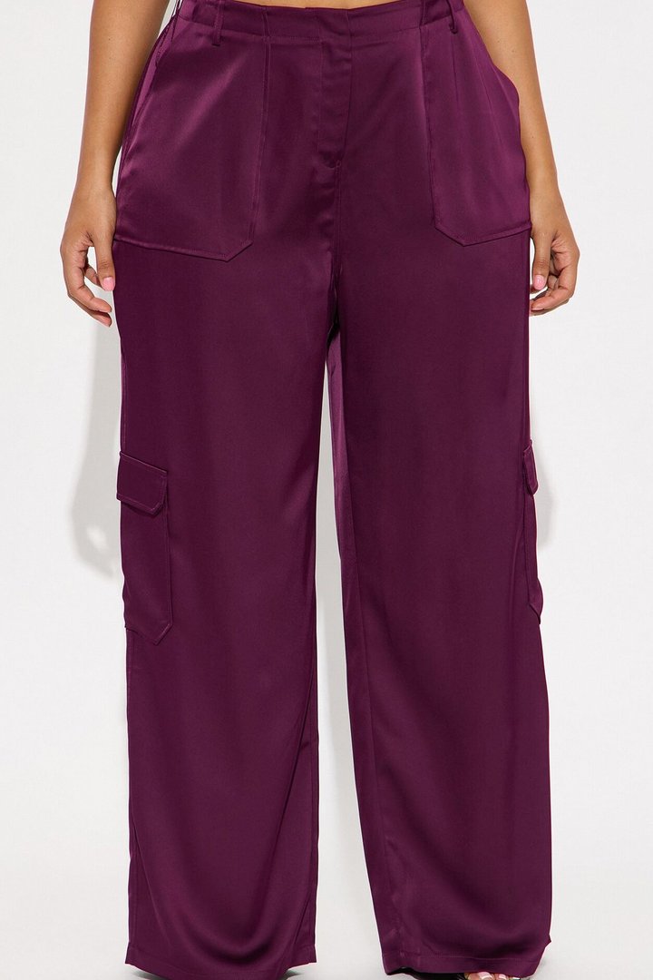 Pretty Girl Satin Cargo Pant - Plum