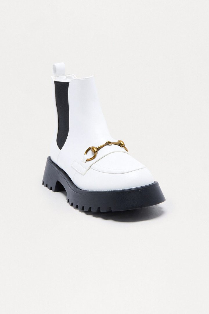 Gavin Hardware Booties - White