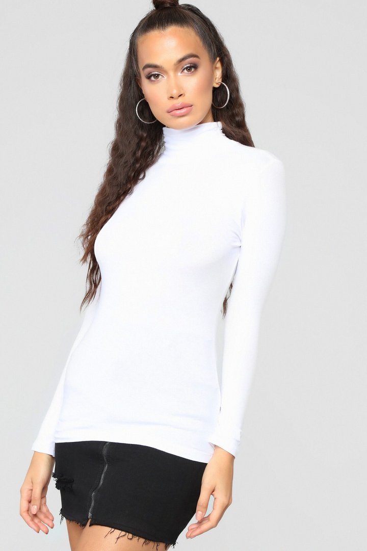 No More Rules Mock Neck Top - White