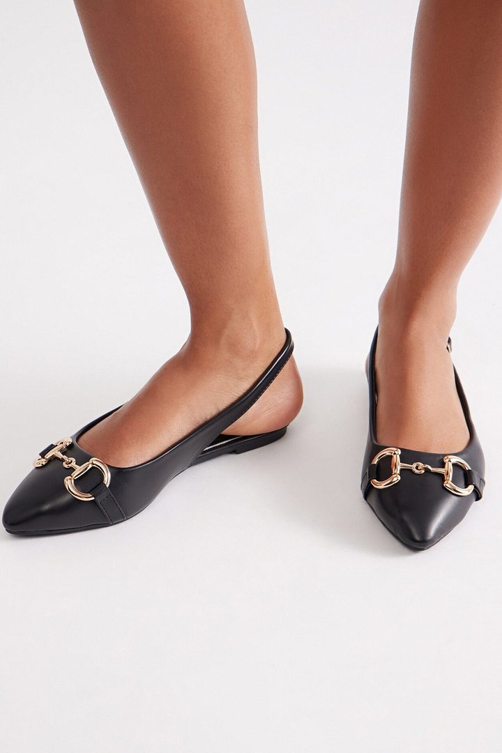 Yale Hardware Slingback Flats - Black