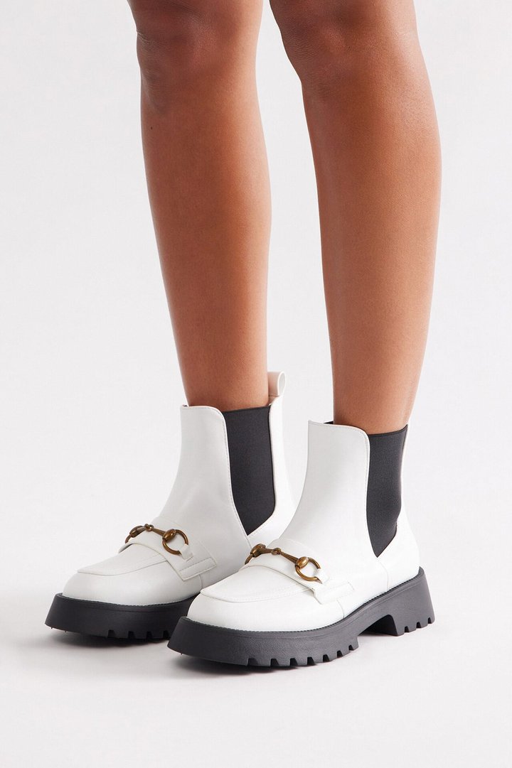 Gavin Hardware Booties - White